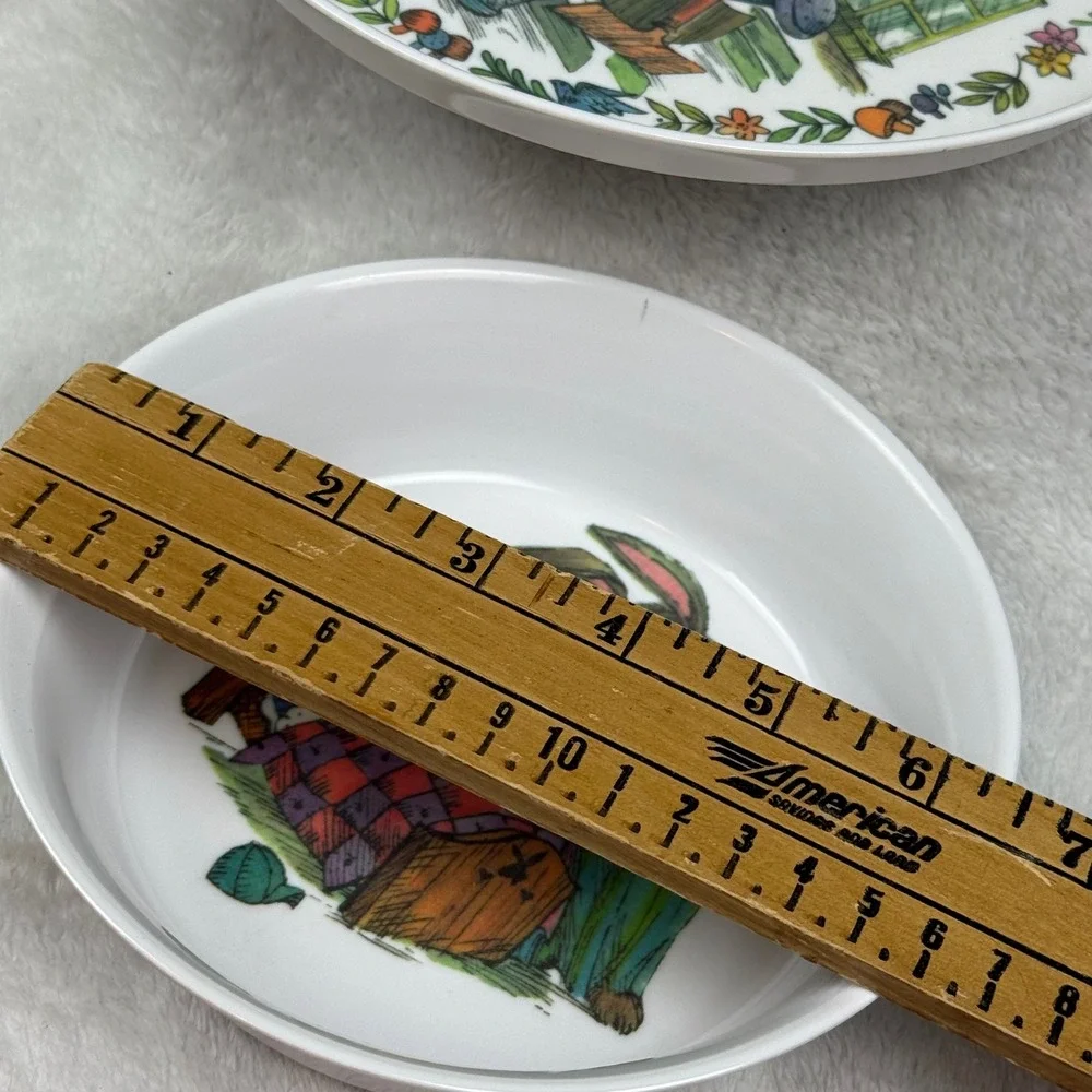 Vintage Peter Rabbit SiLite Inc Melamine Bunny  Kids Plate Bowl Mug Set Cottage